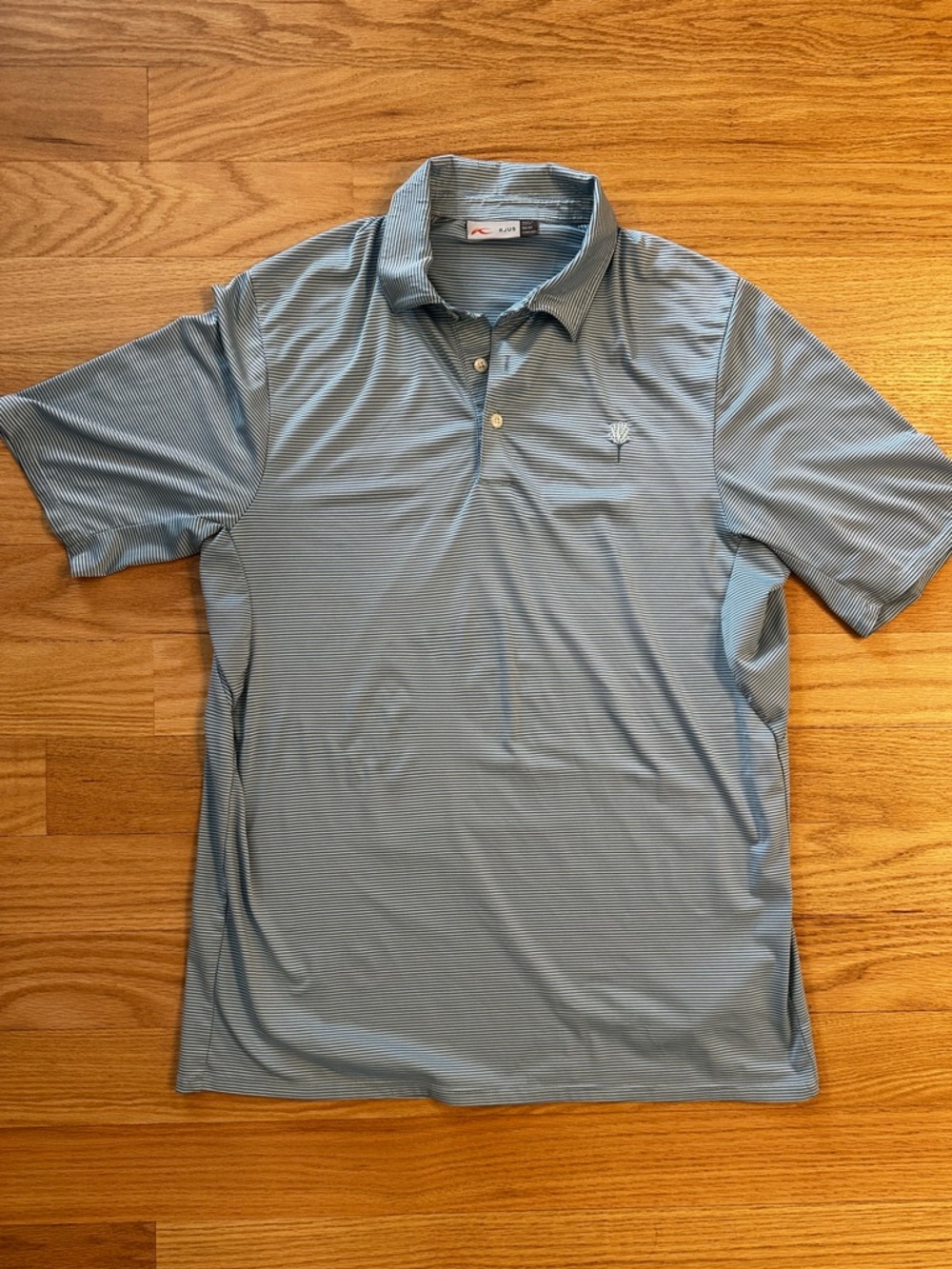 Kjus  Men’s Sky Blue Striped Performance Polo